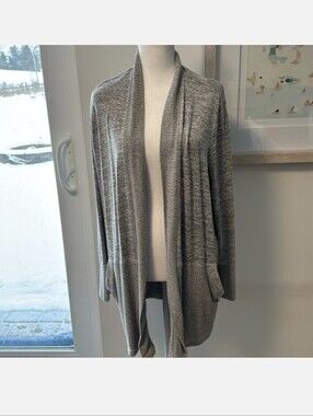 Chico's Zenergy Heather Gray Open-Front Women's Cardigan Size 3 = XL